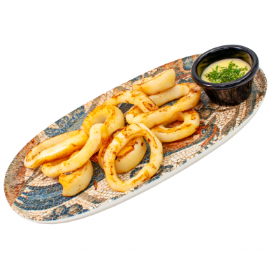 Griddled calamari served with lemon sauce